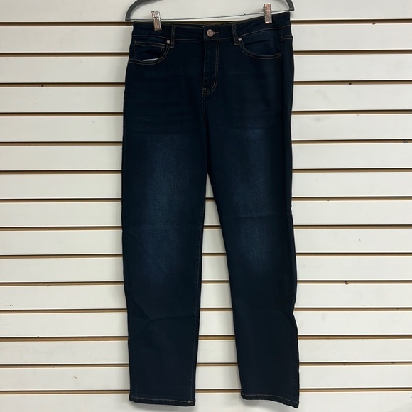 Soft Surroundings Straight‎ Leg Dark Wash Jeans with lots of stretch - Size 10 - Picture 1 of 9